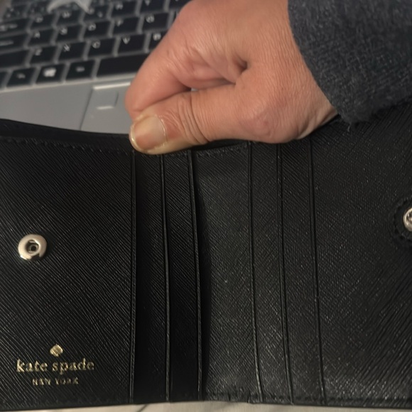 NWOT. Kate Spade Black Wallet with Red Polka Dot Bow - Picture 3 of 3